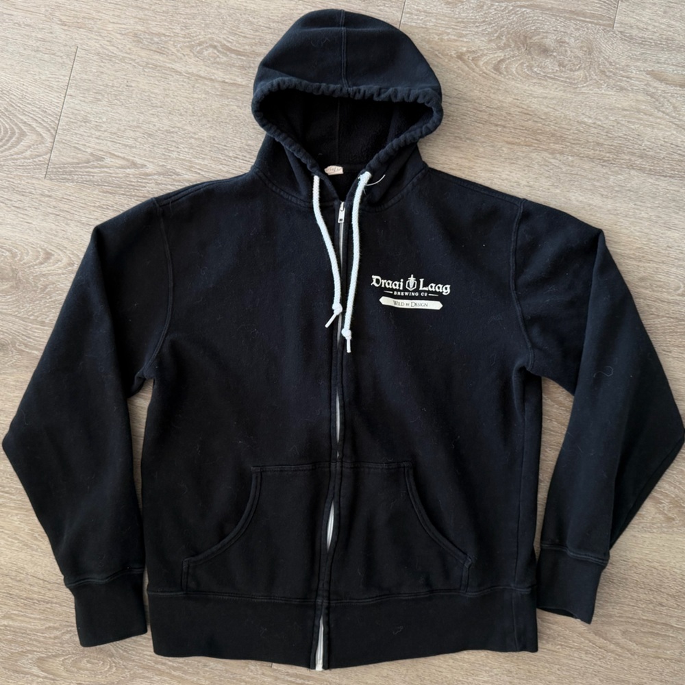 Draai Laag Brewing Co Black Full Zip Hoodie Pittsburgh PA Brewery Sweatshirt